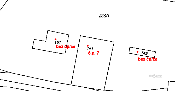 Nuzov 7, Paseky na parcele st. 141 v KÚ Paseky u Písku, Katastrální mapa