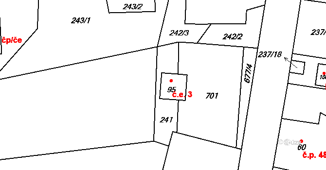 Sejřek 3 na parcele st. 95 v KÚ Sejřek, Katastrální mapa