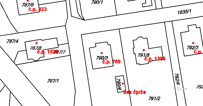 Kylešovice 769, Opava na parcele st. 790/3 v KÚ Kylešovice, Katastrální mapa