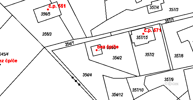 Novosedlice 45115150 na parcele st. 354/3 v KÚ Novosedlice, Katastrální mapa