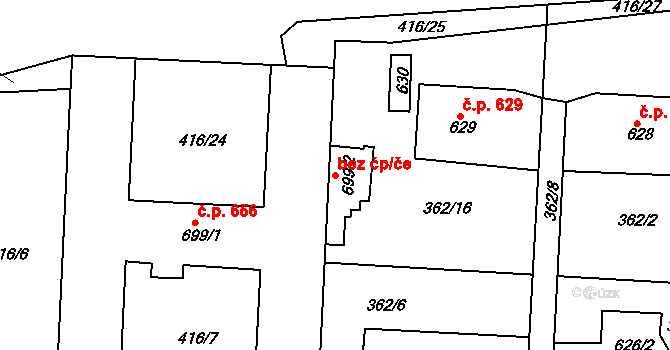 Neratovice 45416150 na parcele st. 699/2 v KÚ Neratovice, Katastrální mapa