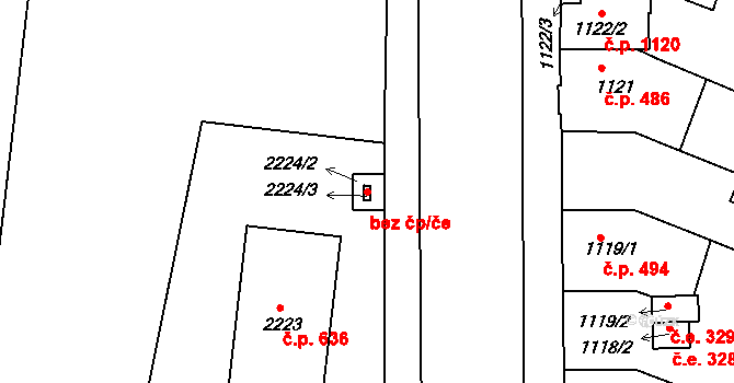 Modřice 45700150 na parcele st. 2224/3 v KÚ Modřice, Katastrální mapa