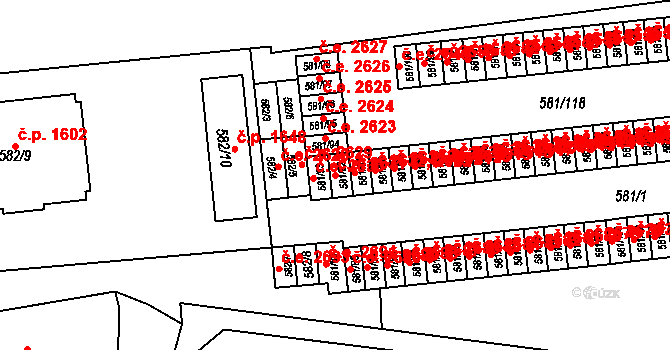 Bludovice 2631, Havířov na parcele st. 581/92 v KÚ Bludovice, Katastrální mapa