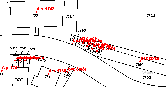 Praha 49565150 na parcele st. 789/10 v KÚ Smíchov, Katastrální mapa