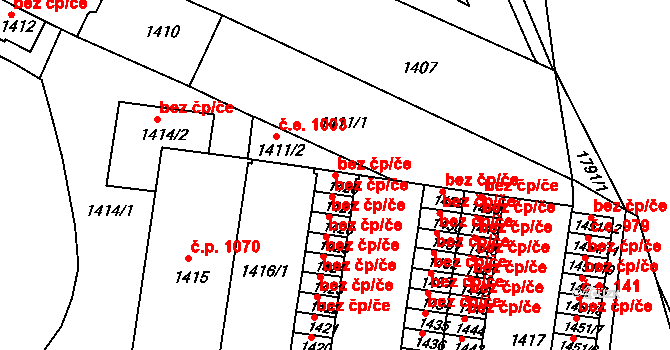 Brno 50478150 na parcele st. 1428 v KÚ Černá Pole, Katastrální mapa