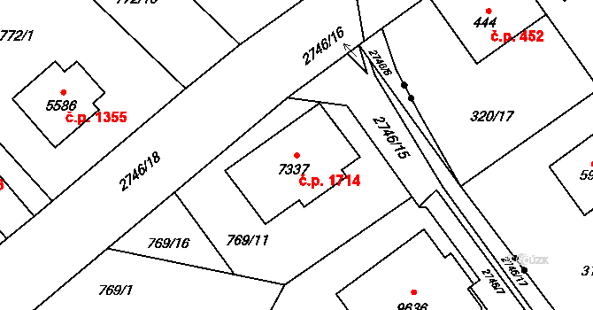 Bílé Předměstí 1714, Pardubice na parcele st. 7337 v KÚ Pardubice, Katastrální mapa