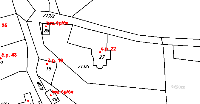 Slupenec 22, Český Krumlov na parcele st. 27 v KÚ Slupenec, Katastrální mapa