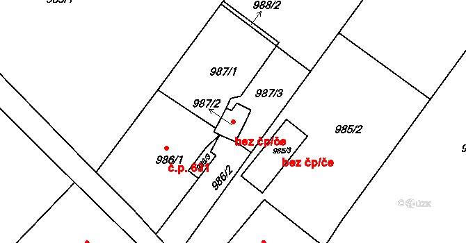 Rumburk 93230150 na parcele st. 987/2 v KÚ Rumburk, Katastrální mapa