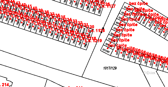 Pudlov 1219, Bohumín na parcele st. 768/14 v KÚ Pudlov, Katastrální mapa