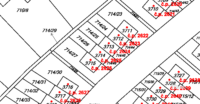 Brandýs nad Labem 2625, Brandýs nad Labem-Stará Boleslav na parcele st. 3714 v KÚ Brandýs nad Labem, Katastrální mapa