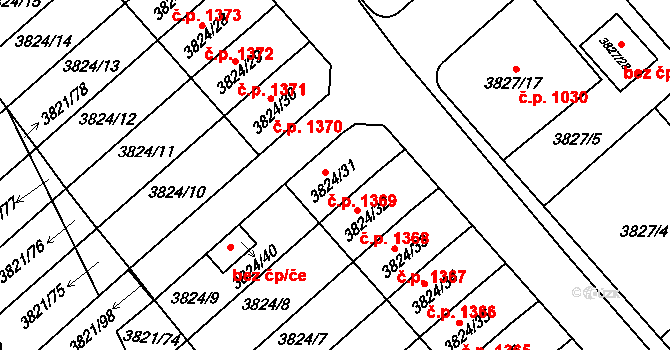 Chotěboř 1369 na parcele st. 3824/31 v KÚ Chotěboř, Katastrální mapa