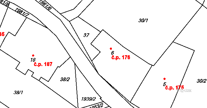 Hraštice 176, Skuhrov nad Bělou na parcele st. 6 v KÚ Skuhrov nad Bělou, Katastrální mapa