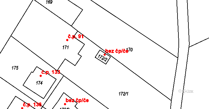 Olomouc 98287150 na parcele st. 172/2 v KÚ Týneček, Katastrální mapa