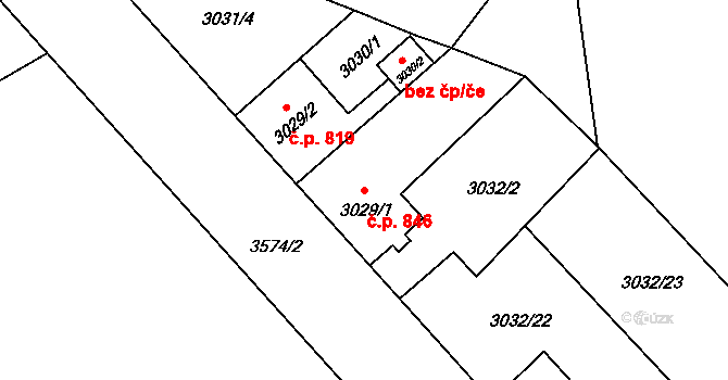 Holešov 846 na parcele st. 3029/1 v KÚ Holešov, Katastrální mapa