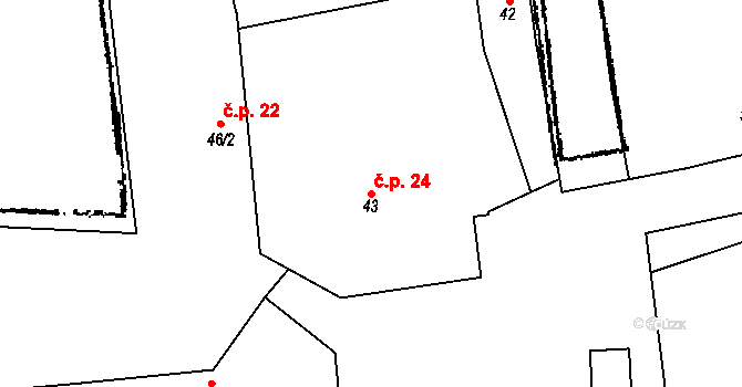 Lančov 24 na parcele st. 43 v KÚ Lančov, Katastrální mapa