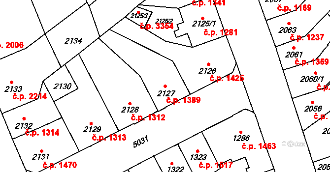 Přerov I-Město 1389, Přerov na parcele st. 2127 v KÚ Přerov, Katastrální mapa