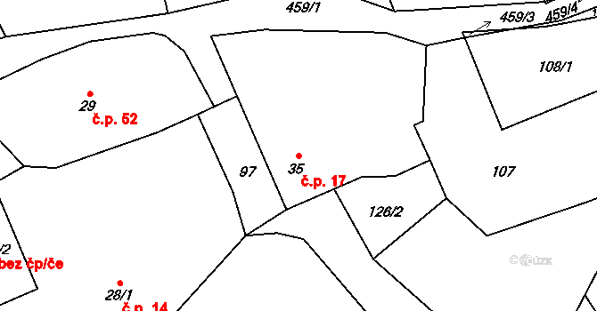 Štipoklasy 17 na parcele st. 35 v KÚ Štipoklasy u Černín, Katastrální mapa