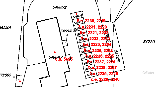 Jihlava 2224,2235 na parcele st. 5470/7 v KÚ Jihlava, Katastrální mapa