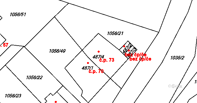 Benešov nad Černou 73 na parcele st. 487/4 v KÚ Benešov nad Černou, Katastrální mapa