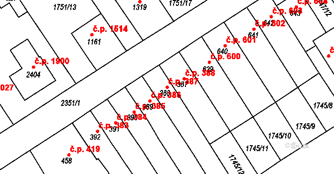 Tišnov 387 na parcele st. 388 v KÚ Tišnov, Katastrální mapa