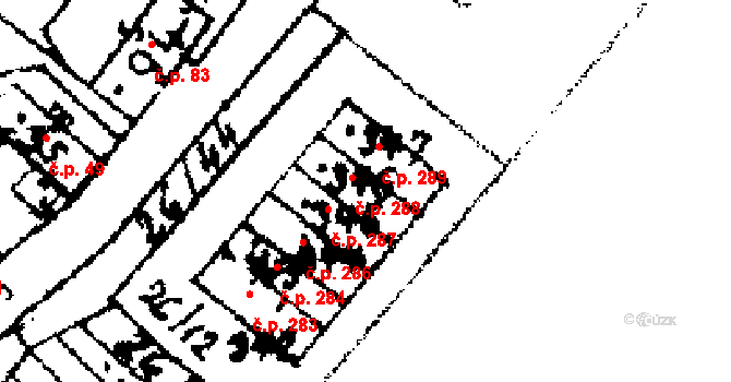 Zvoleněves 288 na parcele st. 346 v KÚ Zvoleněves, Katastrální mapa