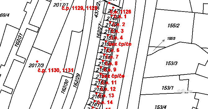 Kyjov 8 na parcele st. 2154 v KÚ Kyjov, Katastrální mapa
