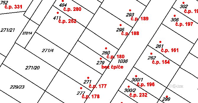 Humny 180, Pchery na parcele st. 280 v KÚ Pchery, Katastrální mapa