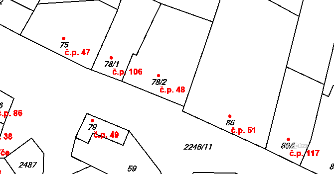 Troubky 48, Troubky-Zdislavice na parcele st. 78/2 v KÚ Troubky, Katastrální mapa