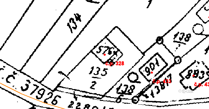 Luleč 328 na parcele st. 576 v KÚ Luleč, Katastrální mapa