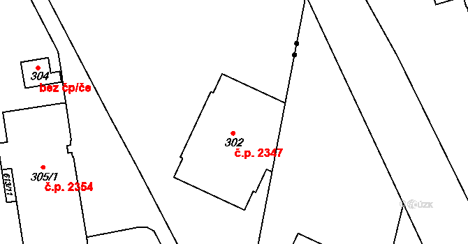 Šumperk 2347 na parcele st. 302 v KÚ Dolní Temenice, Katastrální mapa