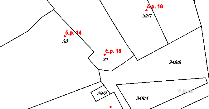 Popovice 15, Brandýs nad Labem-Stará Boleslav na parcele st. 31 v KÚ Popovice u Brandýsa nad Labem, Katastrální mapa