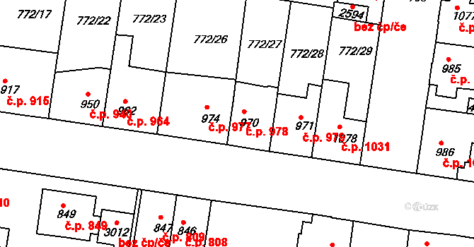 Blansko 978 na parcele st. 970 v KÚ Blansko, Katastrální mapa