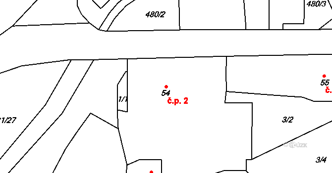 Rodov 2, Smiřice na parcele st. 54 v KÚ Rodov, Katastrální mapa