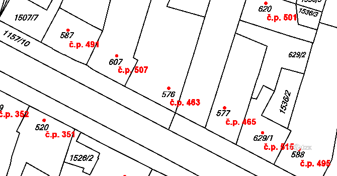 Třebechovice pod Orebem 463 na parcele st. 576 v KÚ Třebechovice pod Orebem, Katastrální mapa
