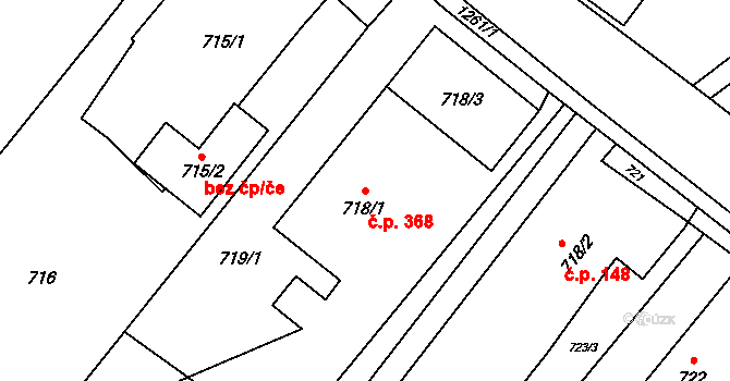 Troubelice 368 na parcele st. 718/1 v KÚ Troubelice, Katastrální mapa