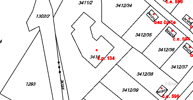 Lutyně 134, Orlová na parcele st. 3410 v KÚ Horní Lutyně, Katastrální mapa