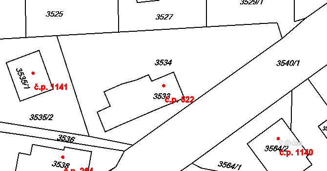 Lutyně 522, Orlová na parcele st. 3533 v KÚ Horní Lutyně, Katastrální mapa