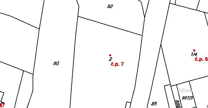 Šárovcova Lhota 7 na parcele st. 2 v KÚ Šárovcova Lhota, Katastrální mapa