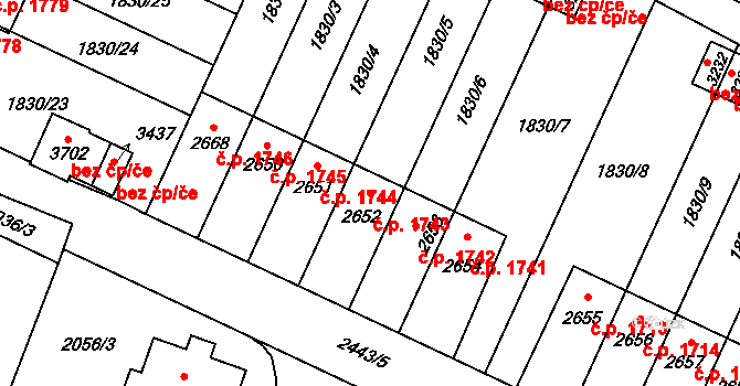 Hořice 1743 na parcele st. 2652 v KÚ Hořice v Podkrkonoší, Katastrální mapa