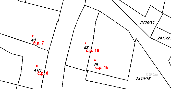 Sobětice 16, Žimutice na parcele st. 58 v KÚ Sobětice u Žimutic, Katastrální mapa