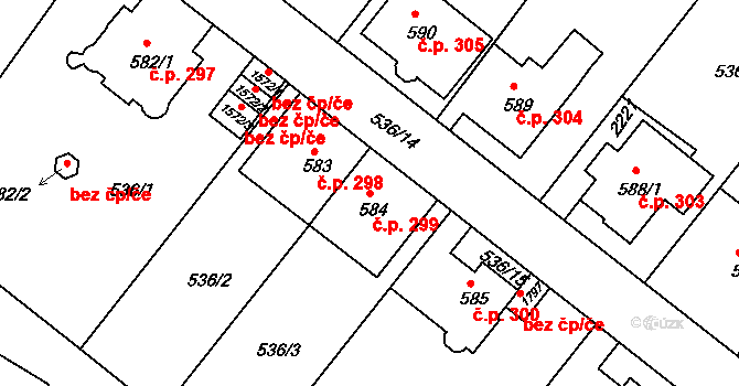 Prachatice II 299, Prachatice na parcele st. 584 v KÚ Prachatice, Katastrální mapa