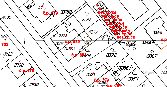 Poděbrady III 881, Poděbrady na parcele st. 3373 v KÚ Poděbrady, Katastrální mapa