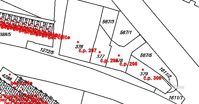Strakonice I 296, Strakonice na parcele st. 377 v KÚ Strakonice, Katastrální mapa
