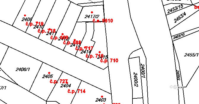 Kadaň 710 na parcele st. 2415 v KÚ Kadaň, Katastrální mapa