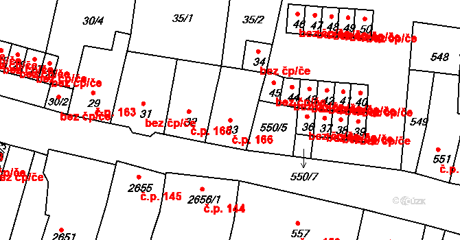 Duchcov 166 na parcele st. 33 v KÚ Duchcov, Katastrální mapa