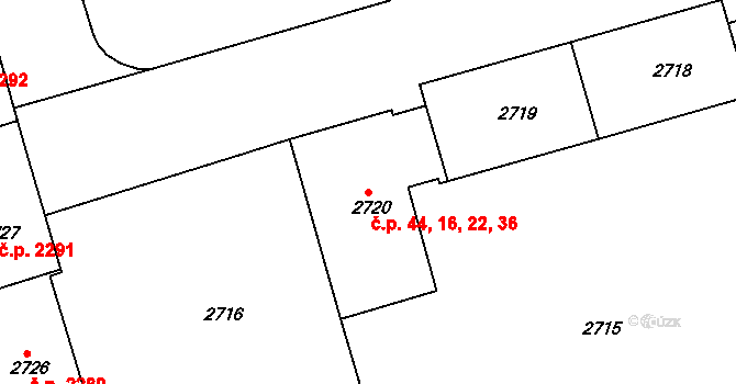Žabovřesky 16,22,36,44, Brno na parcele st. 2720 v KÚ Žabovřesky, Katastrální mapa