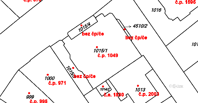 Teplice 1049 na parcele st. 1015/1 v KÚ Teplice, Katastrální mapa