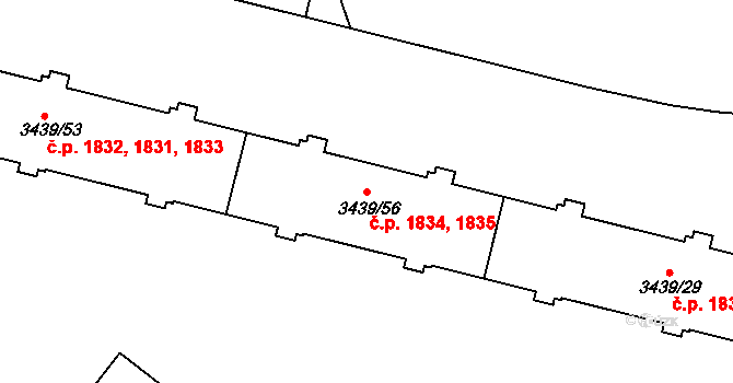 Místek 1834,1835, Frýdek-Místek na parcele st. 3439/56 v KÚ Místek, Katastrální mapa