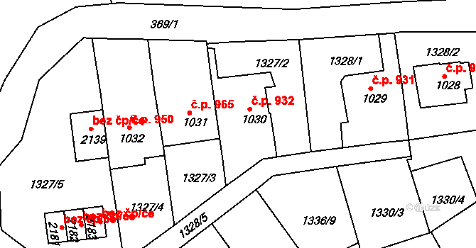 Nejdek 932 na parcele st. 1030 v KÚ Nejdek, Katastrální mapa
