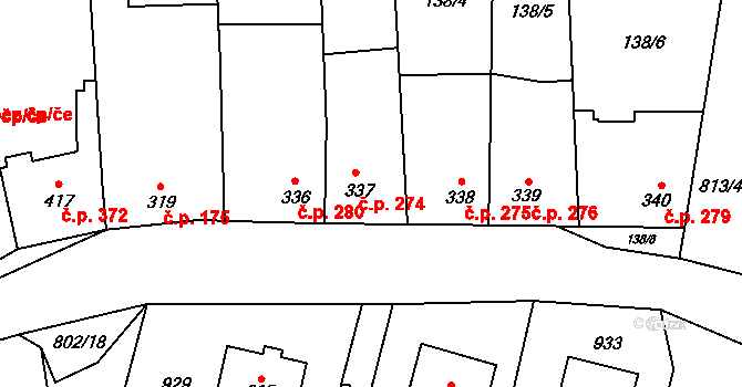 Zásmuky 274 na parcele st. 337 v KÚ Zásmuky, Katastrální mapa